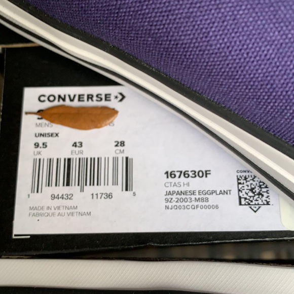 CONVERSE CTAS HI JAPANESE EGGPLANT MENS - Picture 12 of 13